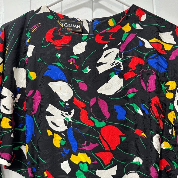 St. Gillian Vintage 100% Silk Long Sleeve Ruffled Dress - Picture 2 of 8